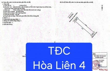 Bán đất TĐC Hòa Liên 4 - DT 140m2 - Gía đầu tư